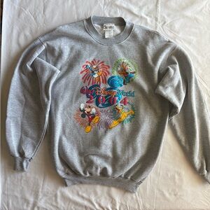Vintage Gray Unisex Disney World Crewneck Sweater